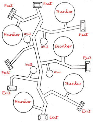 Diagram showing layout of VC bunker complex
